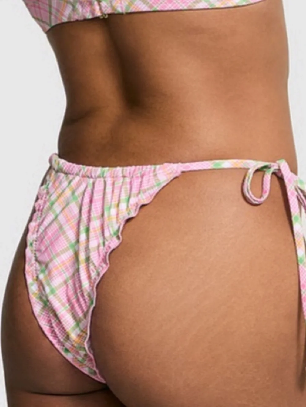 New! Frankie's Bikinis x Pink reign strawberry Plaid Bikini Bottom 38967